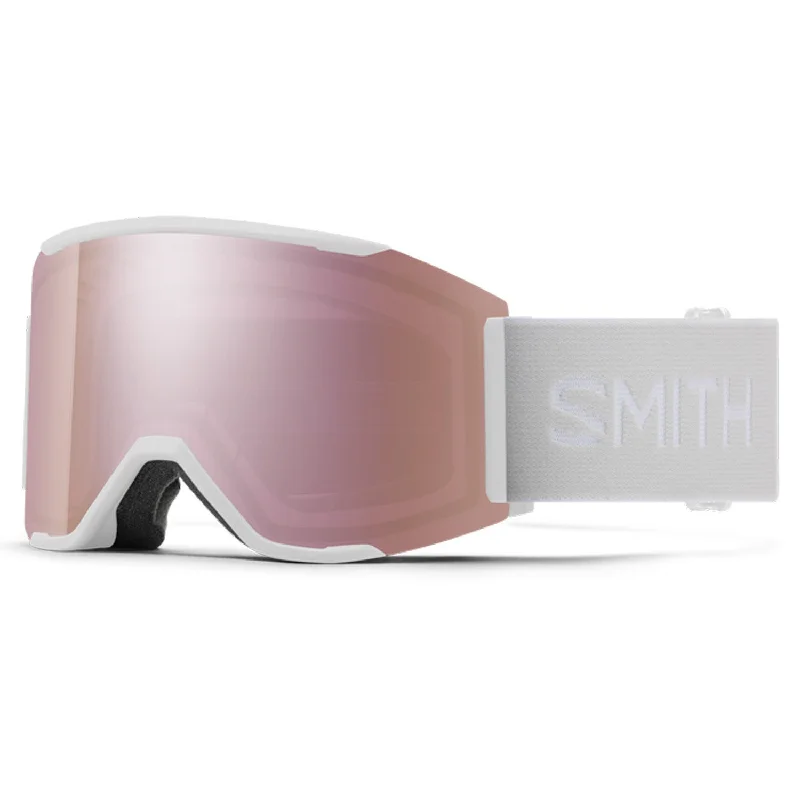 Smith Squad Low Bridge Fit Goggles White Vapor/ChromaPop Everyday Rose Gold Mirror + Yellow