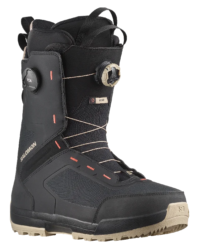 Salomon Echo Dual Boa Wide Snowboard Boot - Spray Green / Black / Hot Coral