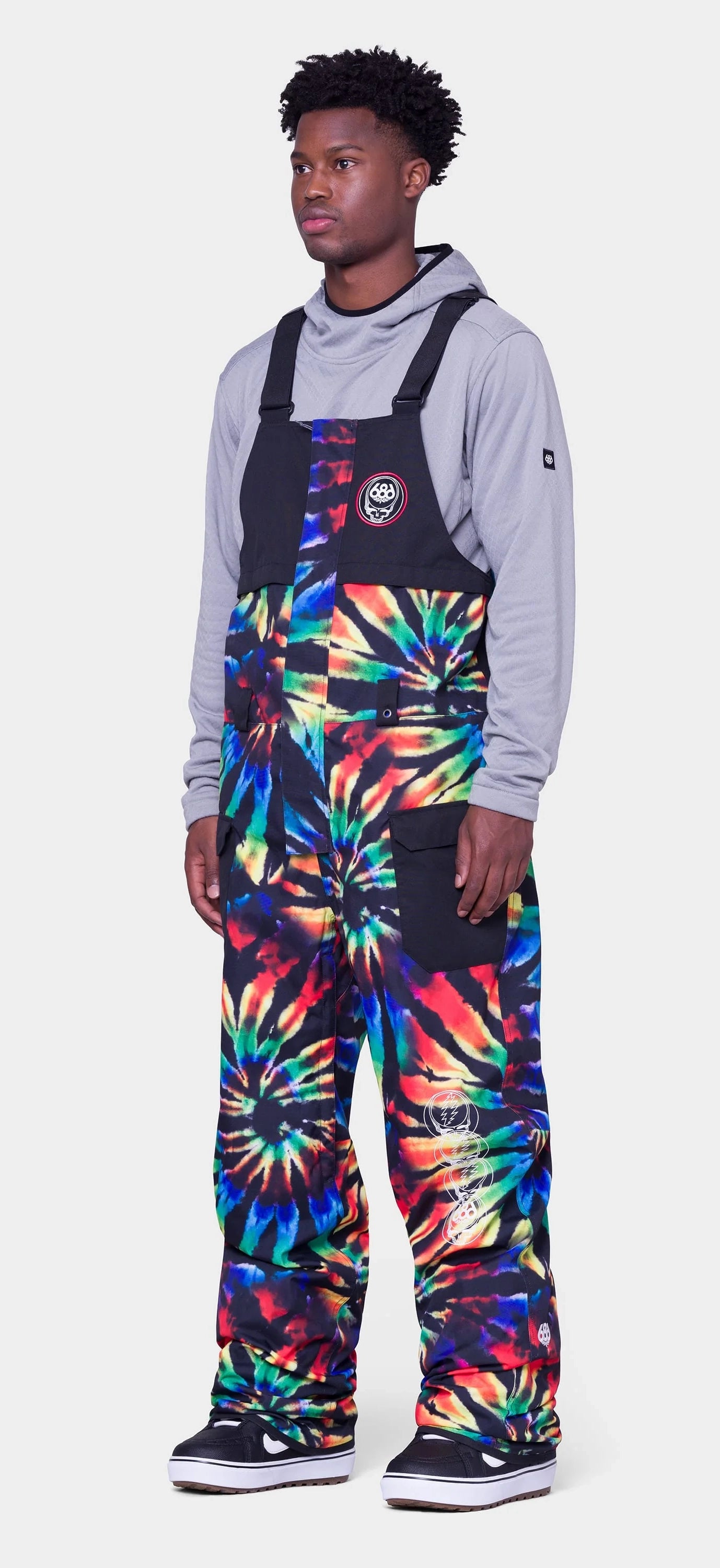 686 Frontier Bib Pants Mens 2024 Grateful Dead Black Tie Dye