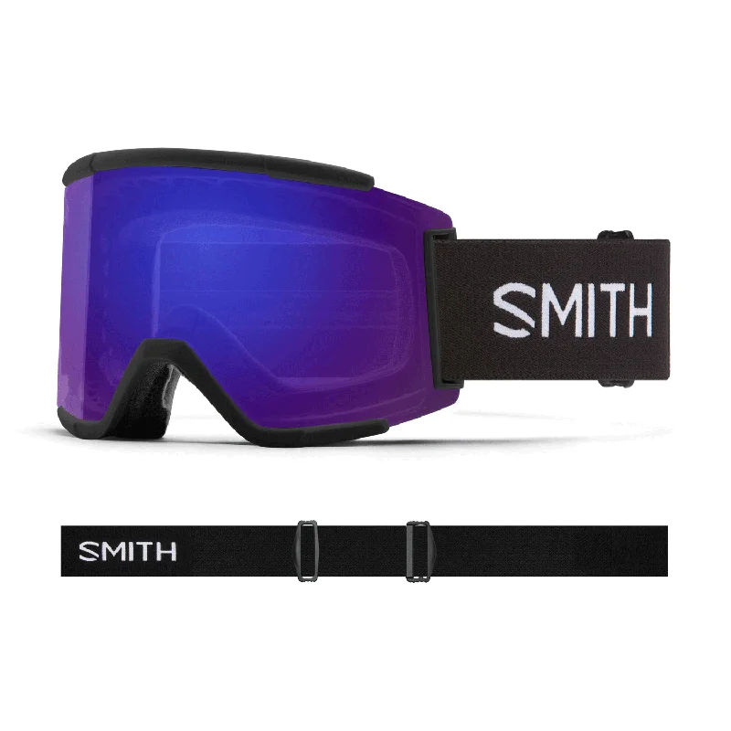 Smith Squad XL Low Bridge Fit Goggles Black/ChromaPop Everyday Violet Mirror + Chromapop Storm Amber