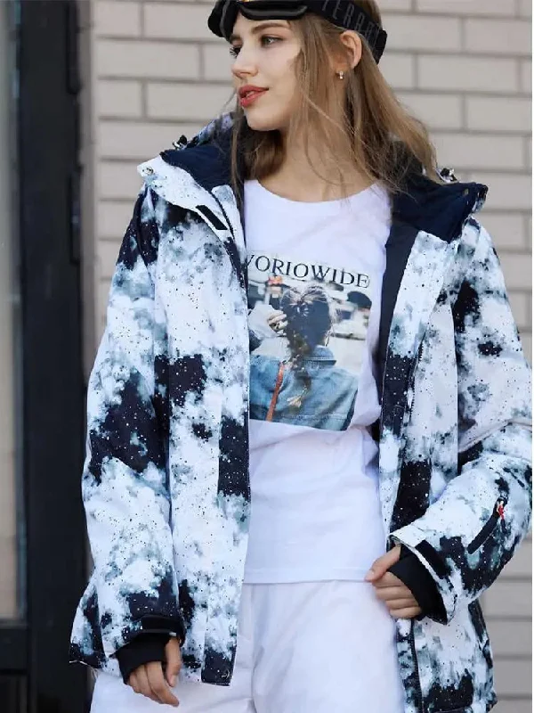 Women Printed Ski Jackets Fashion Snowboarding Coat Streetwear