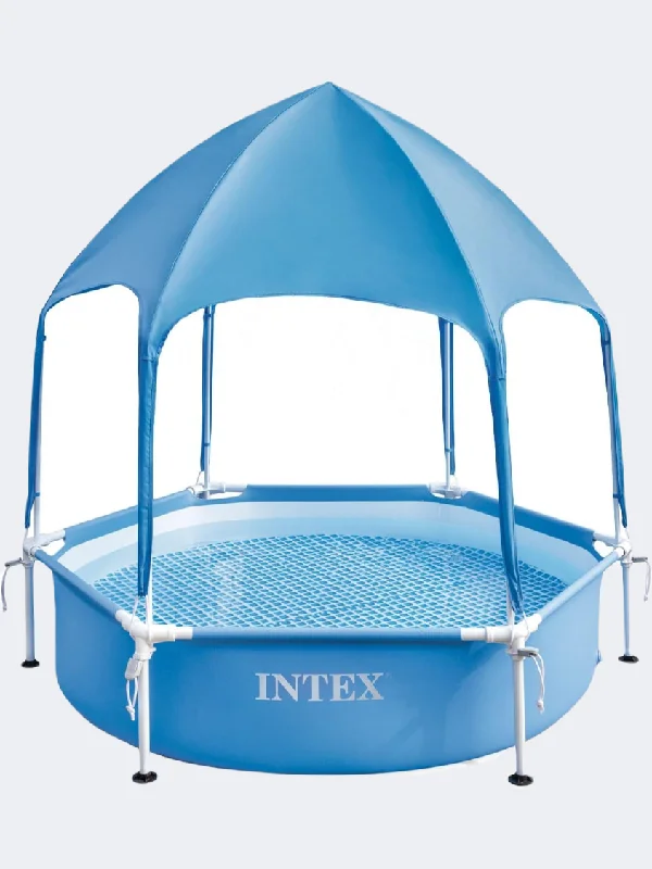 Intex Metal Frame Canopy Beach Swimming Pool Blue