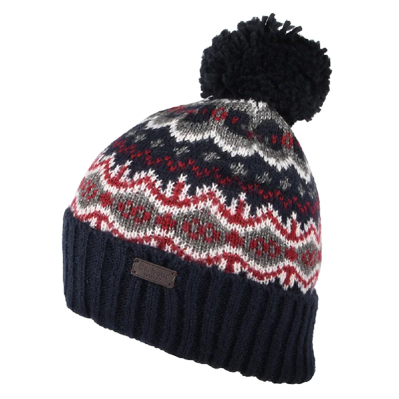 Barbour Hats Case Fair Isle Bobble Hat - Navy-Grey