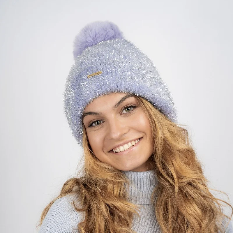 Freya Fluffy Glitter Fleece Lined Beanie - Lilac