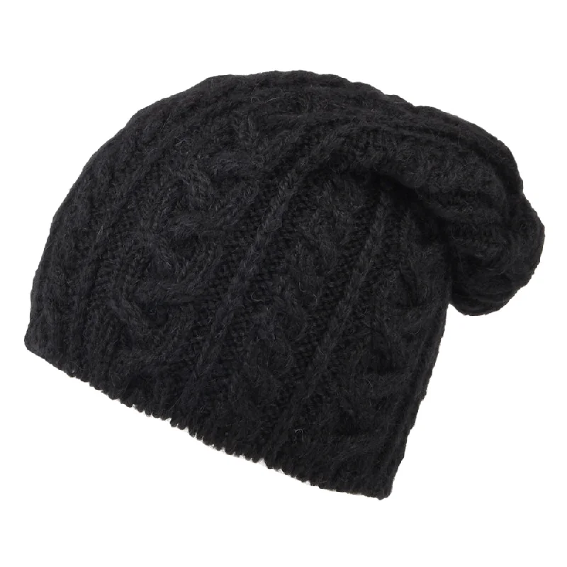 Highland 2000 Super Soft Alpaca Wool Slouch Oversized Beanie Hat - Black