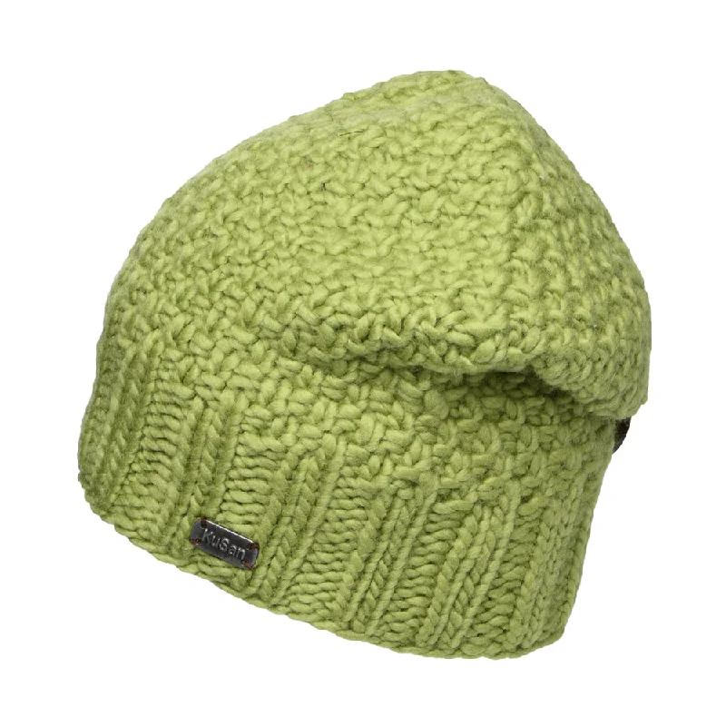 Kusan Button Down Beanie Hat - Lime