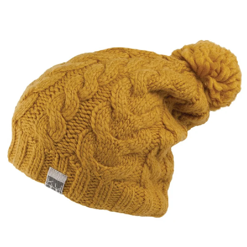 Kusan Oversized Bobble Hat - Mustard