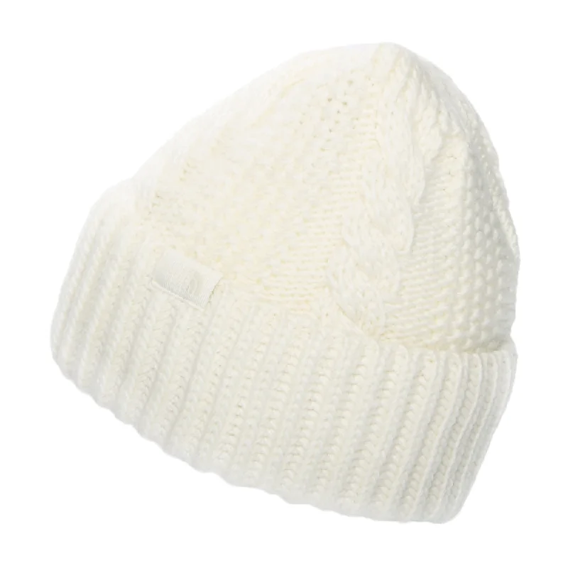 The North Face Hats Womens Oh Mega Cable Knit Cuffed Beanie Hat - Off White