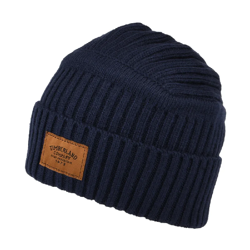 Timberland Hats Gulf Beach Ribbed Beanie Hat - Navy Blue