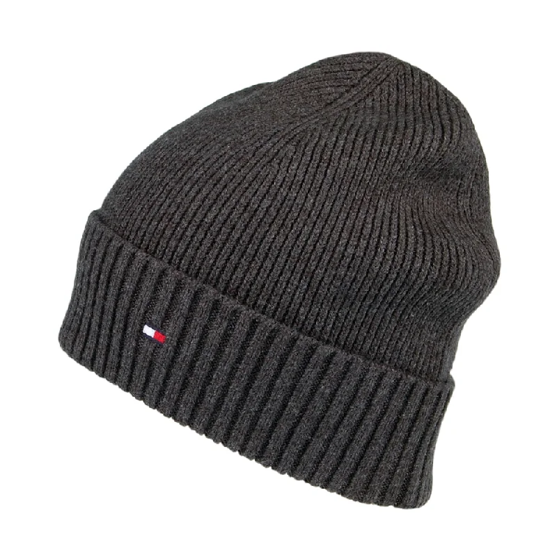 Tommy Hilfiger Hats Pima Essential Flag Cotton Cashmere Beanie Hat - Grey